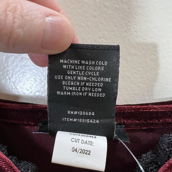 Cosmic Aura Hot Topic Womens Slip Dress Sz S Burgundy Velvet Whimsigoth Y2K NWTS - Picture 5 of 8